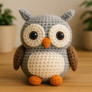 Schema gufo all&#39;uncinetto in PDF / Gufo giocattolo amigurumi / Schema animale all&#39;uncinetto fai da te / Tutorial per principianti / Download digitale istantaneo