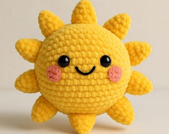 Cute Crochet Sun Plushie Pattern – Big Velvet Crochet Amigurumi PDF - Digital Download