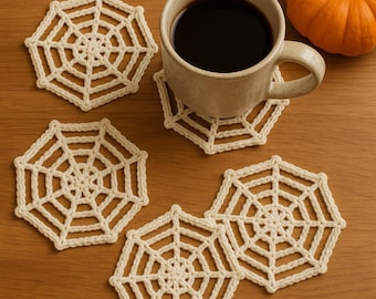 Schema per sottobicchiere all'uncinetto a ragnatela / Tutorial PDF per principianti all'uncinetto di Halloween