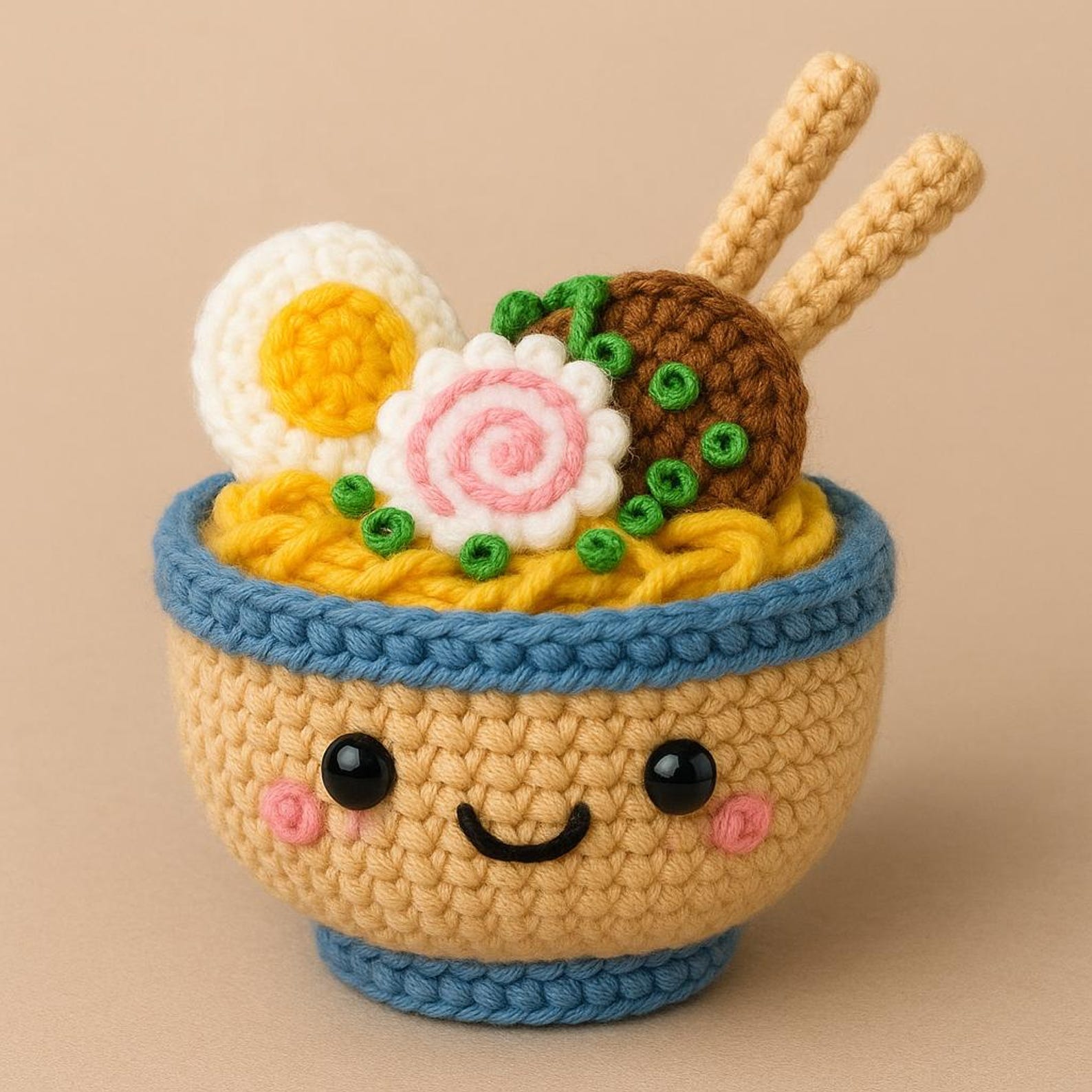 Cute Ramen Pattern Crochet Ramen Bowl Pattern • Kawaii Noodle Plush PDF • Amigurumi Ramen ...