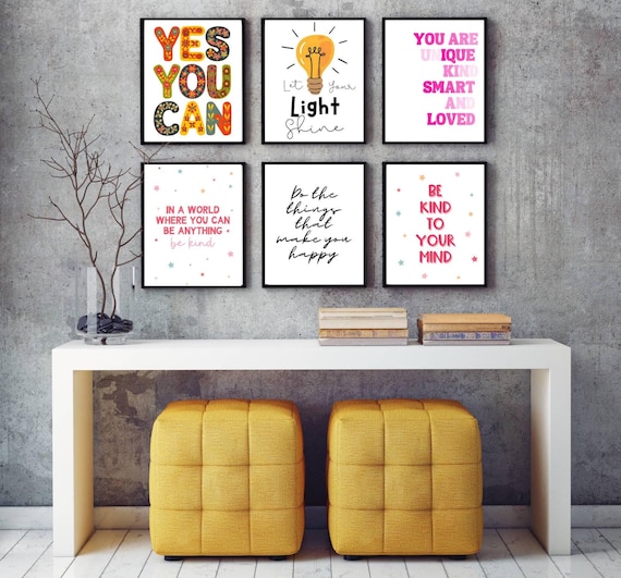 Motivational Quotes Wall Art Bundle – 6 Positive Affirmation Prints (Digital Download)