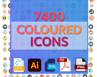 Mega Icon Pack / Más de 7400 iconos para aplicaciones, web y redes sociales (descarga digital)