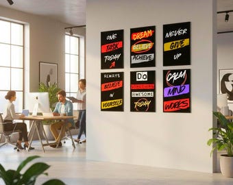 Motivational Quote Prints, Modern Office Wall Art Set (Digital Download)
