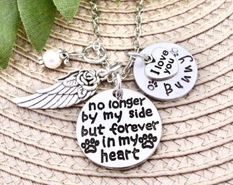 Pet Memorial Jewelry, Dog or Cat Memorial, Loss Death of Dog, Cat, Pet, No Longer by My Side But Always in My Heart, Rainbow Bridge, Furbaby