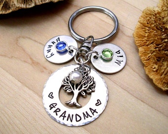 Grandma Keychain, Family Tree Grandma Gift, Father's Day Gift for Dad, Grandpa, Nana Keychain, Name of Grandkids, Personalized for Grandpa