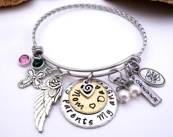 Parents Memorial Jewelry, Parents Memorial Bracelet, My Parents My Angels, Parents Bereavement, Loss of Parents, Parents Loss