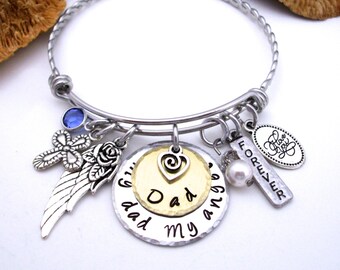 Dad Memorial Jewelry, Dad Memorial Bracelet, My Dad My Angel, Dad Bereavement, Loss of Dad, Dad Loss, Loss of Parent