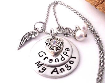 Grandpa Memorial, Grandpa Memorial Necklace, My Angel Grandpa, Grandpa Bereavement, Loss of Grandpa, Grandpa Loss