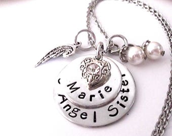 Sister Memorial, Memorial Necklace, Memorial Keychain, Memorial Jewelry, Sister Bereavement, Angel Sister, My Angel Sister, Loss of Sister