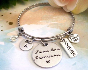 Grandma and Grandson Jewelry, Grandma Grandson Bracelet, Gift to Grandma from Grandson, Nana Grandson Gift  I Love You Grandma Forever