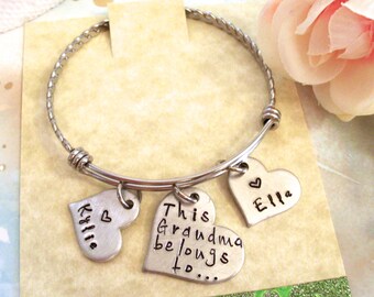 Grandma Bracelet, Grandma Gift, Nana Bracelet, Nana Jewelry, Memaw Gift, Abuela Gift, Grandkids Names, This Grandma Belongs to