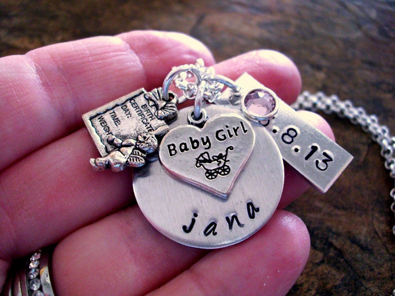 New Baby Necklace Birth Date Jewelry Personalized Mom Etsy