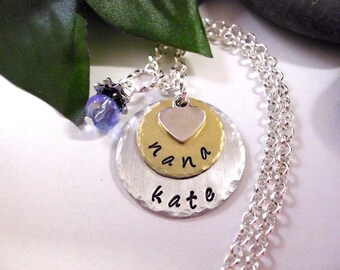 Nana Necklace, Personalized Jewelry, Hand Stamped Jewelry, Nana Jewelry, Jewelry for Nana Custom Jewelry, Custom Gift