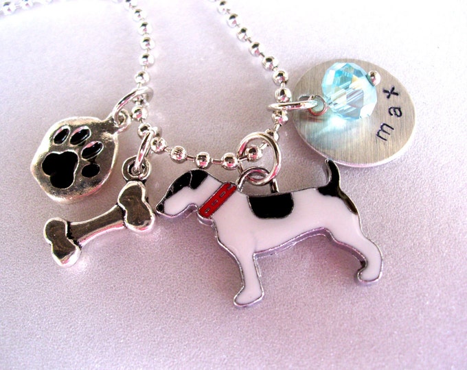 Personalized Enamel Dog Charm Necklace, Charm Jewelry, Dog Jewelry