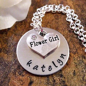 Wedding Necklace, Flower Girl Necklace, Personalized Flower Girl Necklace, Flower Girl Jewelry, Bridal Jewelry Custom Jewelry, Custom Gift image 1