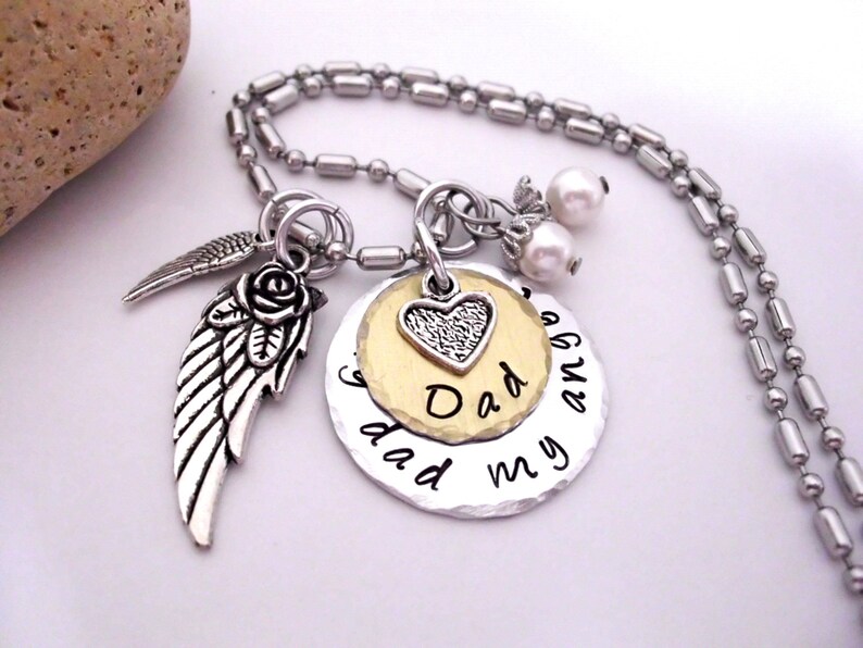 Dad Memorial Jewelry, Dad Memorial Necklace, My Dad My Angel, Dad Bereavement, Loss of Dad, Dad Loss, Loss of Parent image 3