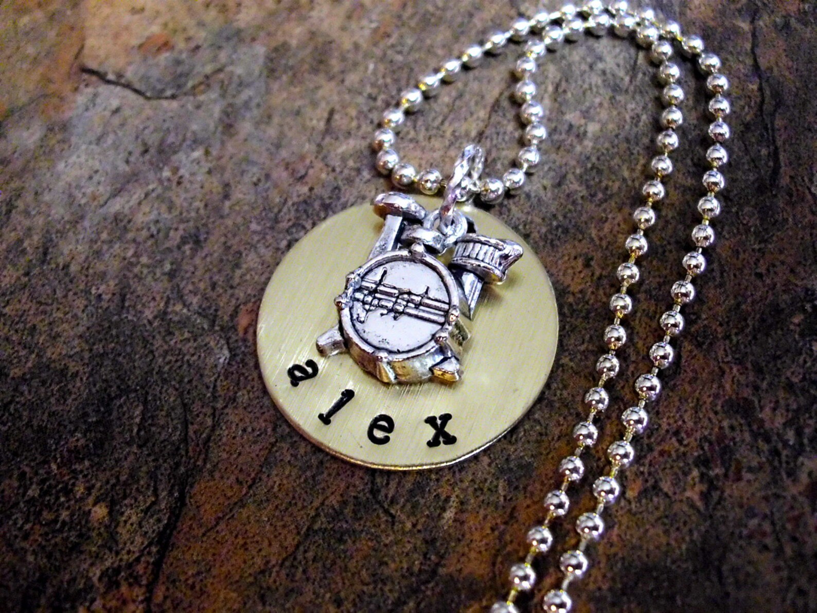 Drum Jewelry Drumset Gift Personalized Music Necklace Drum Etsy
