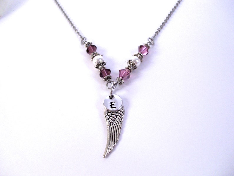 Memorial Gift Personalized Forever in my Heart Angel Wing Memorial Necklace Always in my Heart In Loving Memory Birthstone Memorial
