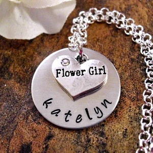 Wedding Necklace, Flower Girl Necklace, Personalized Flower Girl Necklace, Flower Girl Jewelry, Bridal Jewelry Custom Jewelry, Custom Gift image 2