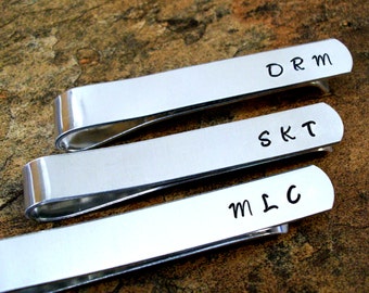 Personalized Tie Clip, Personalized Tie Bar, Groomsmen Wedding Tie Bar, Hand Stamped Tie Bar, Gift for Groom, Gift for Groomsmen