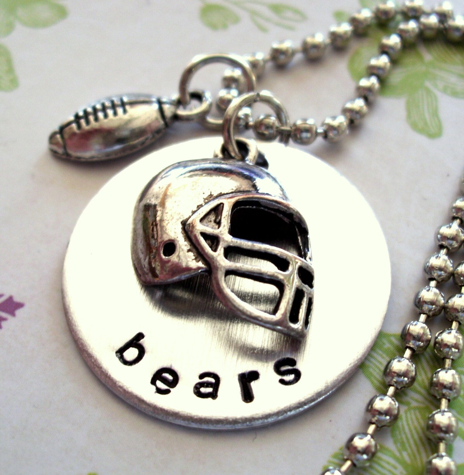Personalized Football Helmet and Football Charm Necklace Etsy
