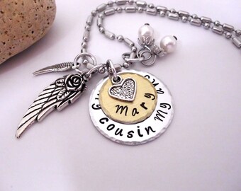 Cousin Sympathy, Cousin Memorial, Cousin Memorial Necklace, My Cousin  My Angel, Cousin Bereavement, Loss of Cousin, Cousin Loss