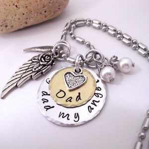 Dad Memorial Jewelry, Dad Memorial Necklace, My Dad My Angel, Dad Bereavement, Loss of Dad, Dad Loss, Loss of Parent image 2