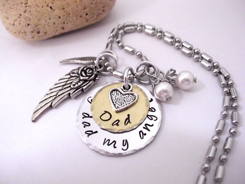 Dad Memorial Jewelry, Dad Memorial Necklace, My Dad My Angel, Dad Bereavement, Loss of Dad, Dad Loss, Loss of Parent image 2