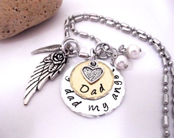 Dad Memorial Jewelry, Dad Memorial Necklace, My Dad My Angel, Dad Bereavement, Loss of Dad, Dad Loss, Loss of Parent