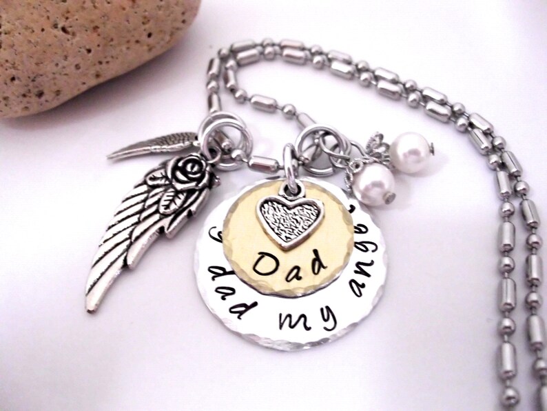 Dad Memorial Jewelry, Dad Memorial Necklace, My Dad My Angel, Dad Bereavement, Loss of Dad, Dad Loss, Loss of Parent image 1