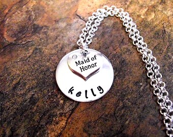 Maid of Honor Necklace, Personalized Maid of Honor Necklace, Maid of Honor Jewelry, Bridal Party Jewelry