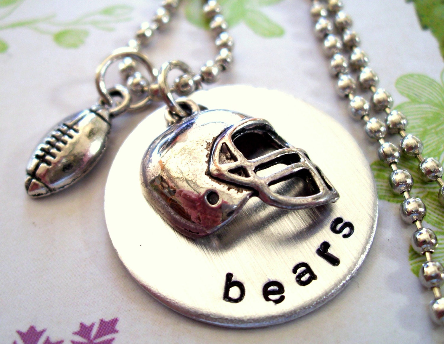 Personalized Football Helmet and Football Charm Necklace Etsy