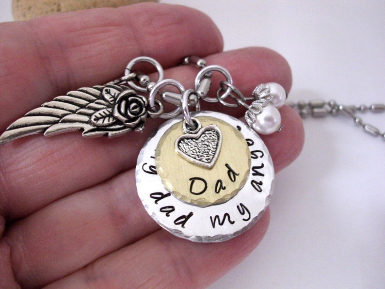 Dad Memorial Jewelry, Dad Memorial Necklace, My Dad My Angel, Dad Bereavement, Loss of Dad, Dad Loss, Loss of Parent image 4