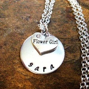 Wedding Necklace, Flower Girl Necklace, Personalized Flower Girl Necklace, Flower Girl Jewelry, Bridal Jewelry Custom Jewelry, Custom Gift image 3