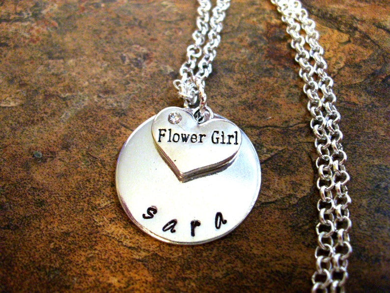 Wedding Necklace, Flower Girl Necklace, Personalized Flower Girl Necklace, Flower Girl Jewelry, Bridal Jewelry Custom Jewelry, Custom Gift image 3