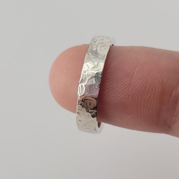 Hammered Sterling Silver Ring: Artisan Textured Band, Solid 925