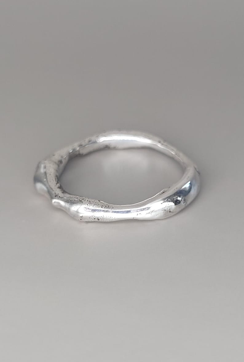 Molten Silver Ring – Textured Solid Band – 925 Sterling Silver - Etsy UK