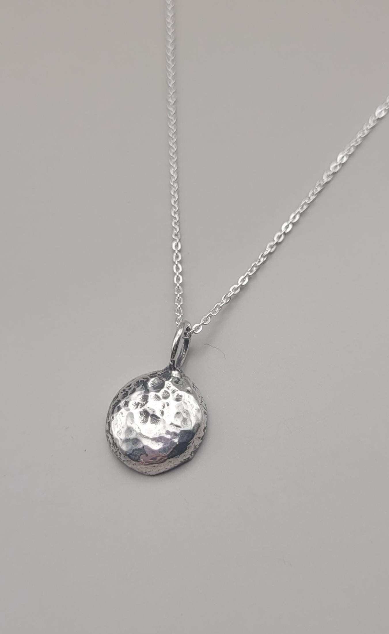 Handmade Hammered Pebble Necklace – Sterling Silver Pendant, Optional ...