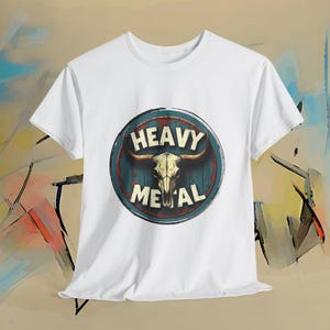 Maglietta con teschio di toro heavy metal, maglietta regalo metallaro, abbigliamento per fan della musica rock, teschio grunge consumato, outfit per concerti e festival