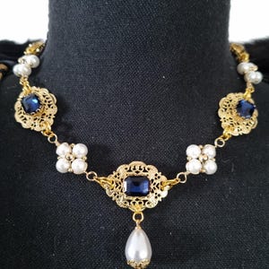 Medici, Tudor, Perlen, Perlenkette, Statement Collier, Halskette, Vintage, Gothic Kette für Renaissance, Mittelalter