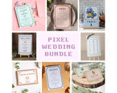 Pixel Art Wedding Bundle | 8-Bit Theme | Printable Template