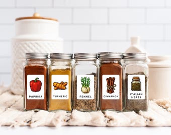 Pixel Herb & Spice Jar Labels | Printable Labels | Digital Download | PDF File