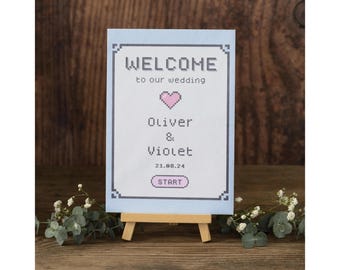 Pixel Art Wedding Signs Bundle | 8-Bit Theme | Printable Template