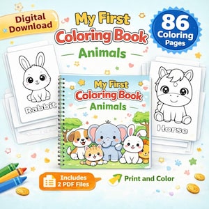Animal Coloring Book for Kids Printable – Bilingual English Spanish Coloring Pages – Preschool & Homeschool Activity