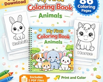 Animal Coloring Book for Kids Printable – Bilingual English Spanish Coloring Pages – Preschool & Homeschool Activity