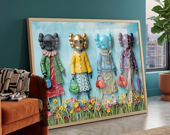 Kaws Acrylic painting Fashion Week Art Print, Hypebeast Home Decor, Gift For Her Birthday, dopamine room decor, Digital download 175 69