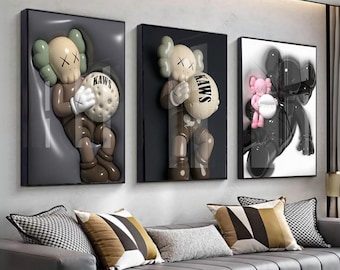 KAWS Figure Poster Set of 3: Graffiti poster | Street vintage prints | Hypebeast Room Decor, Dopamine Wall Art (Digital Download) 175 50
