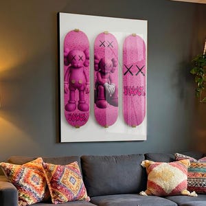 Printable Kaws Poster Set: Black Graffiti Skateboard Style Hypebeast Figure Wall Art | Dopamine Unique Design (Digital Download) 175 73