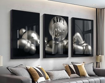 KAWS Graffiti Poster Set of 3: Hypebeast Sneaker Art Hyper Beast Inspired Art, Small Holding the World,(Digital Download)  175 41