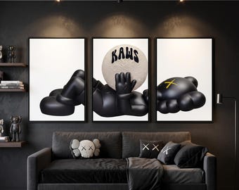 Kaws tenant la Lune, art mural hypebeast et décoration graffiti minimaliste - figurine Kaws, grande figurine Kaws, figurine Kaws noire, figurine Kaws 175 14